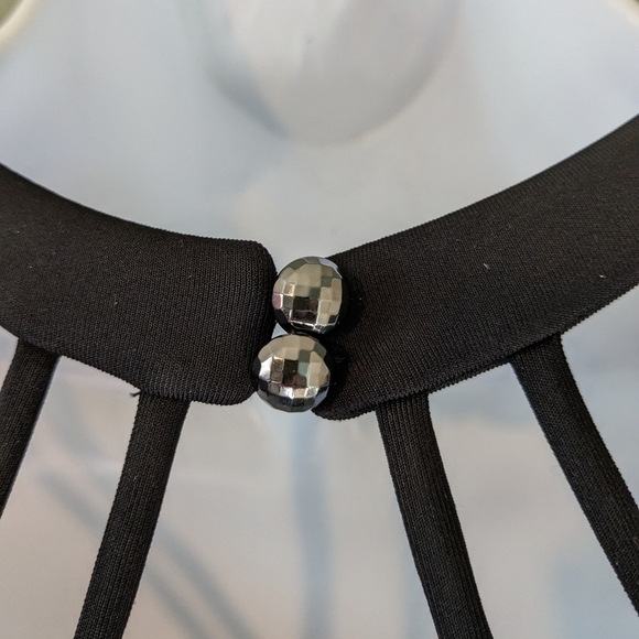 GUESS LA Black Striped Halter Fit-and-Flare Dress Size 8 - Picture 6 of 9